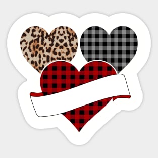 Women's Striped Plaid Printed Heart Valentine's Day Sticker